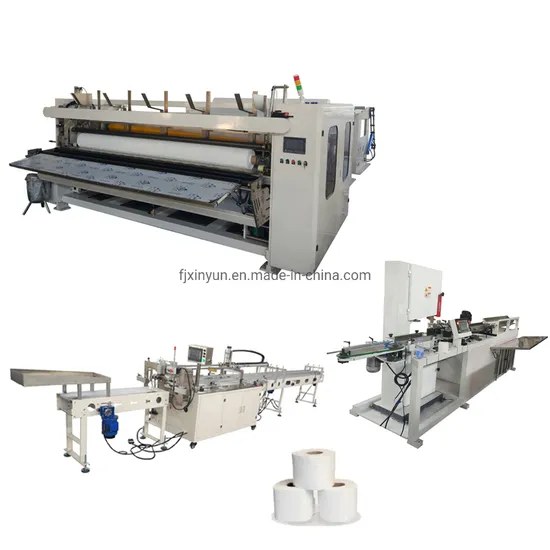 Full Automatic Toilet Paper Band Saw Rewinding Machine Production Line